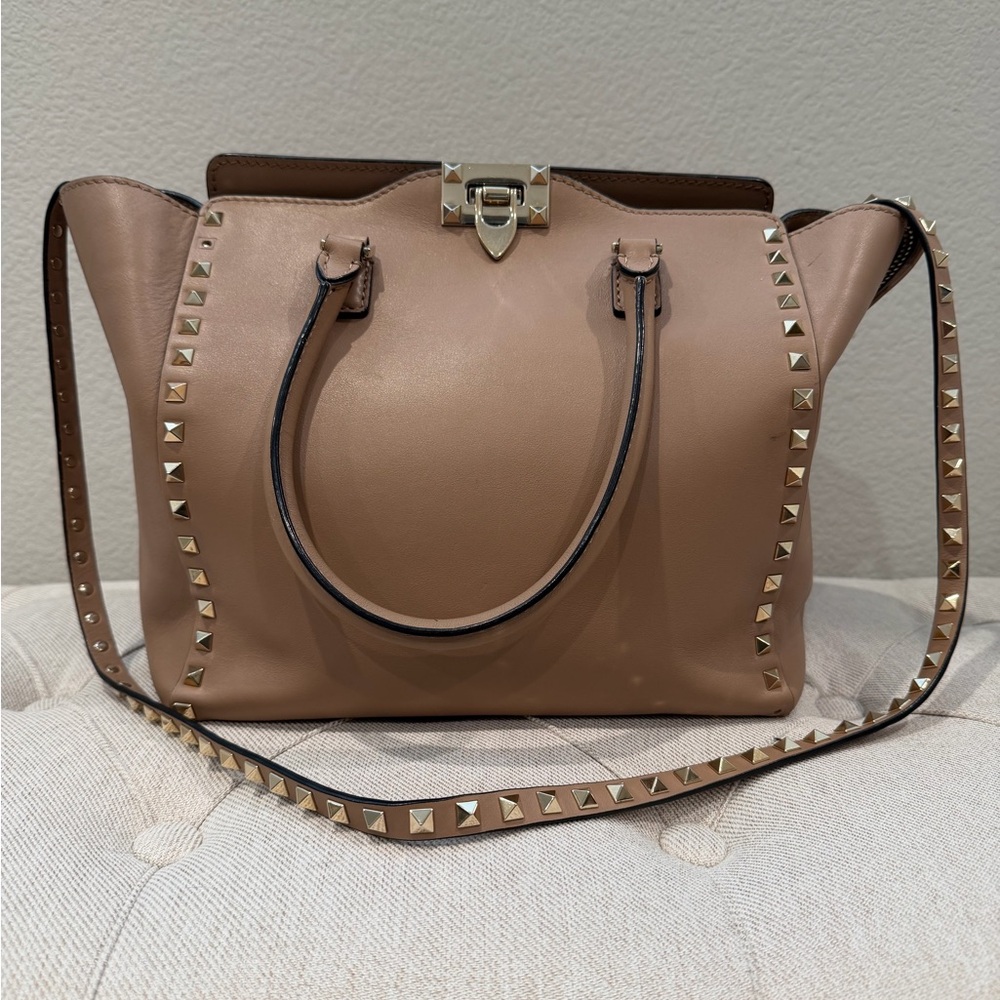 Valentino Rockstud Leather Satchel Tote
